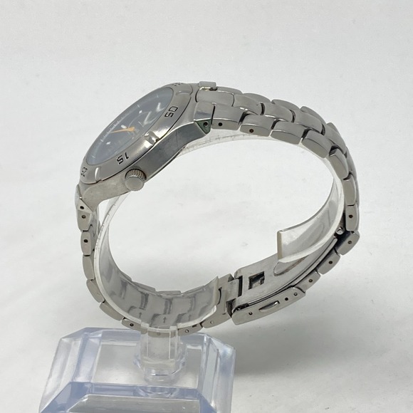 Reebok Watch Men 39mm Silver Tone Blue Dial Day Date WR 50M New Battery 8.25" - Picture 5 of 15